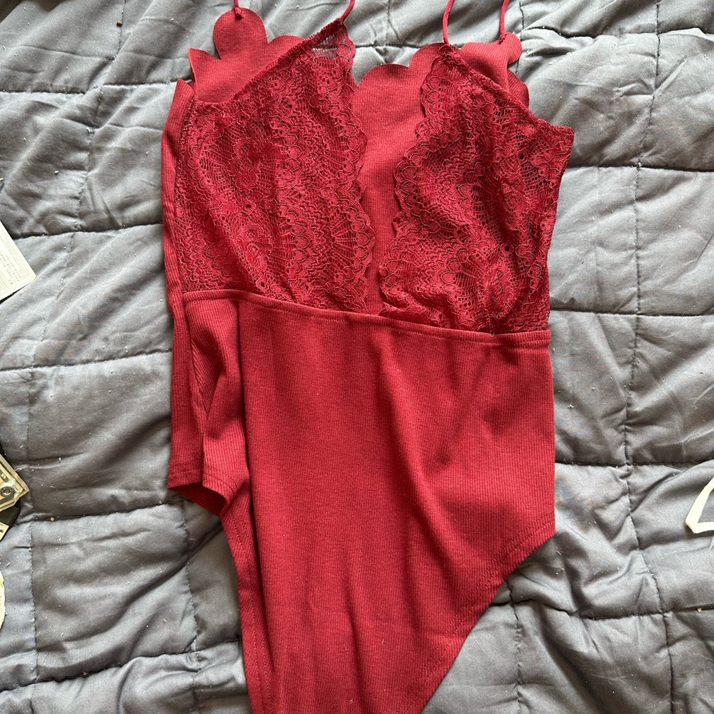 Scallop and lace bodysuit